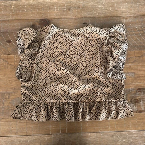 SHEIN Brown Animal Print Short Sleeve Top - Picture 4 of 7